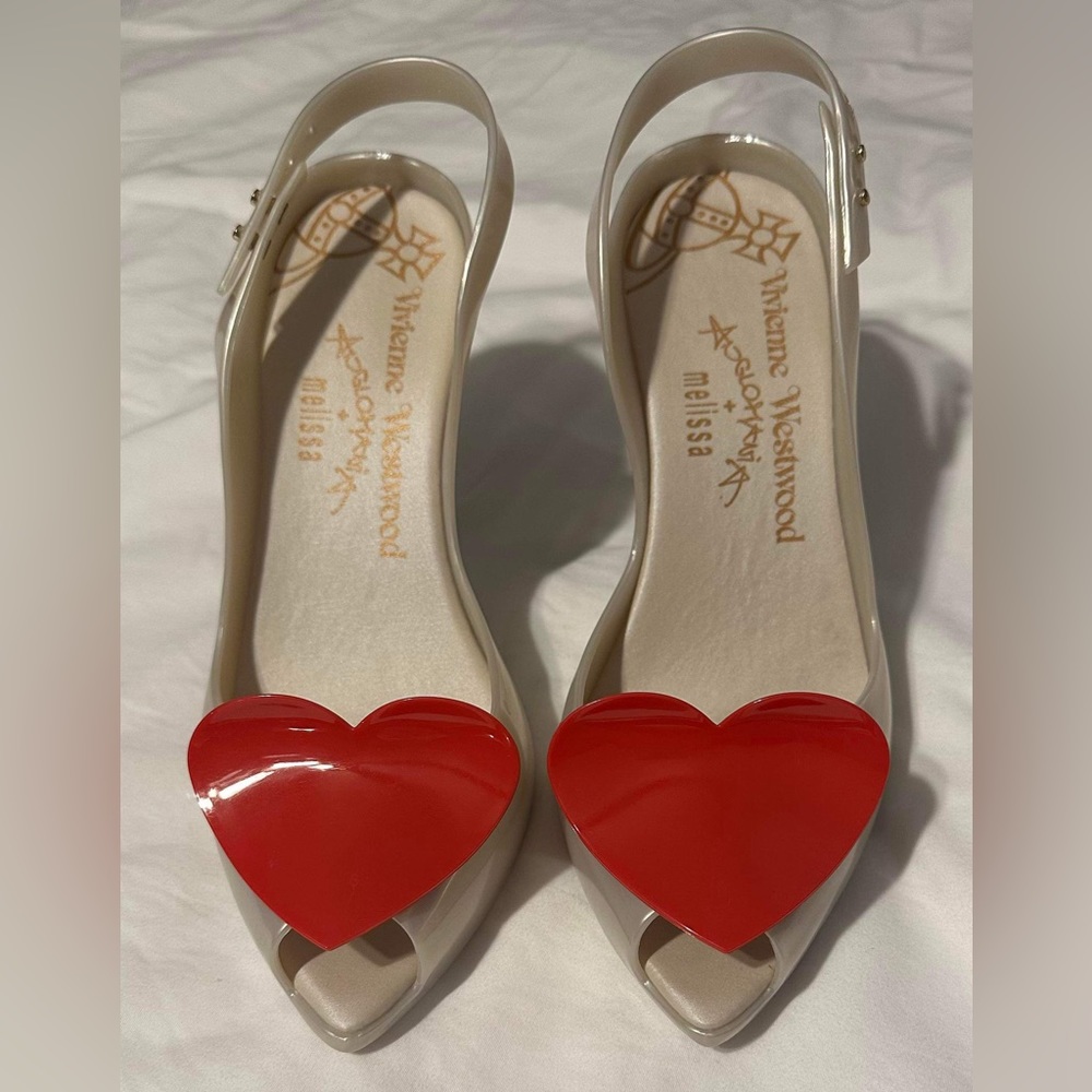 NIB Vivienne Westwood Anglomania + Melissa White & Red Heart Heels